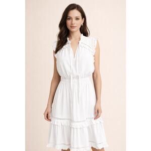 Sweet Lovely By Jane Ruffled Romance White Midi Dress